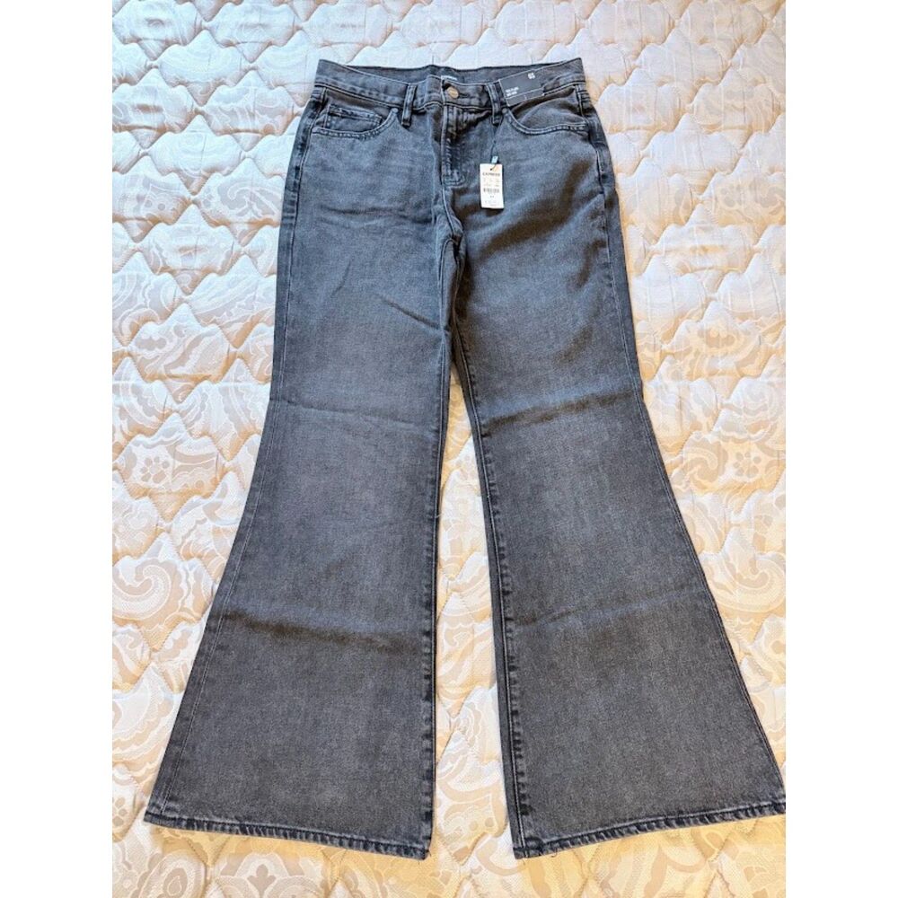 Express ‘70s Flare Mid Rise Jeans Size 6S – Dark Gray NWT Women’s